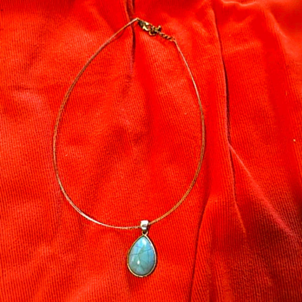 Simple turquoise and silver necklace